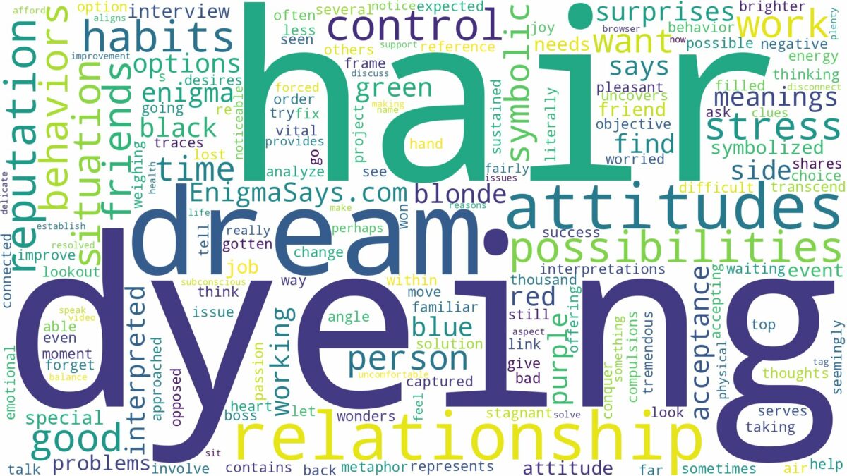 dream of dyeing hair and related dreams with their meanings in a word cloud