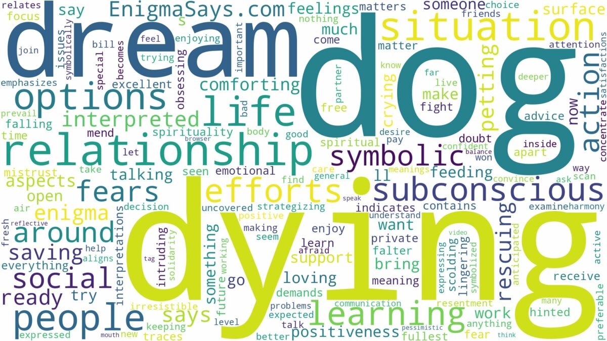 dream of dying dog and related dreams with their meanings in a word cloud