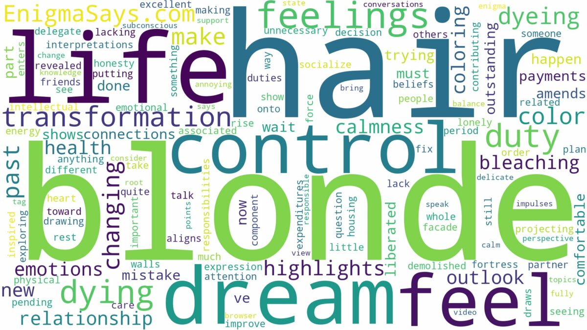 dreaming of dying hair blonde and related dreams with their meanings in a word cloud