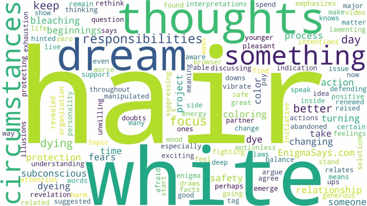 dreaming of dying hair white and related dreams with their meanings in a word cloud