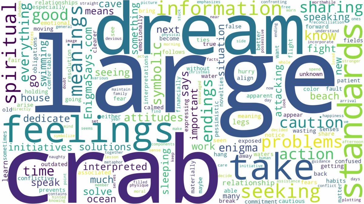 dream about large crab and related dreams with their meanings in a word cloud