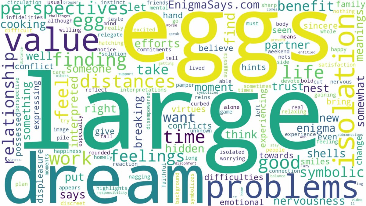 dream about large eggs and related dreams with their meanings in a word cloud