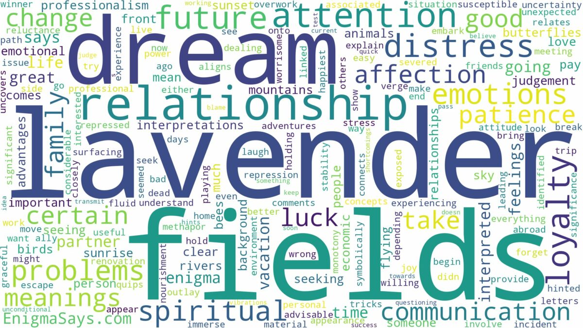 dream about lavender fields and related dreams with their meanings in a word cloud