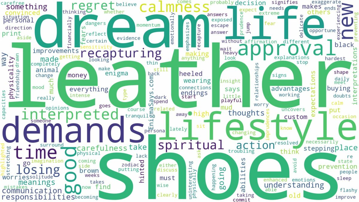 dream about leather shoes and related dreams with their meanings in a word cloud