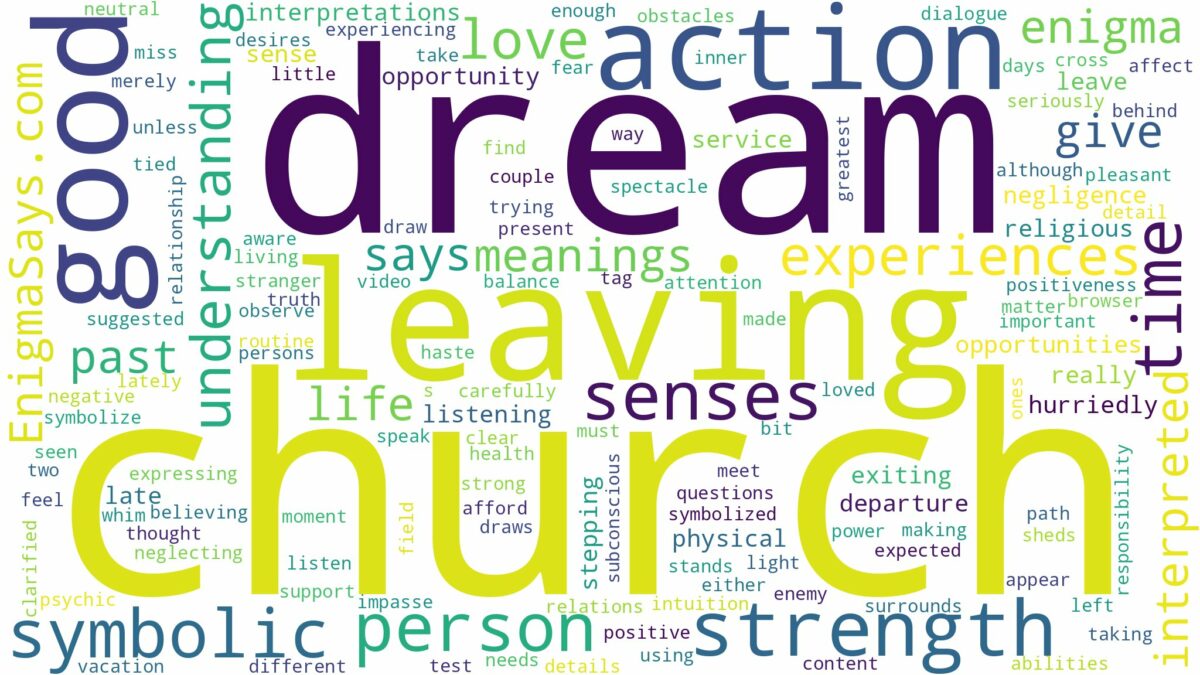 dream of leaving church and related dreams with their meanings in a word cloud