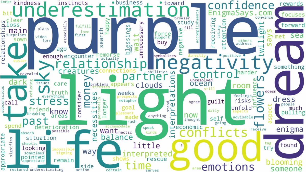 dream about light purple and related dreams with their meanings in a word cloud