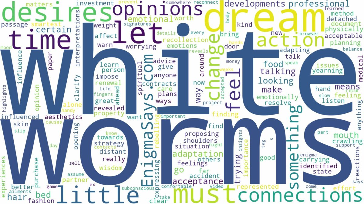 dream about little white worms and related dreams with their meanings in a word cloud