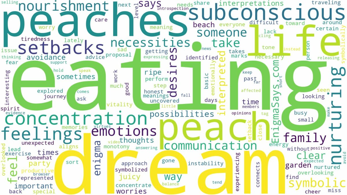 dream of eating a peach and related dreams with their meanings in a word cloud