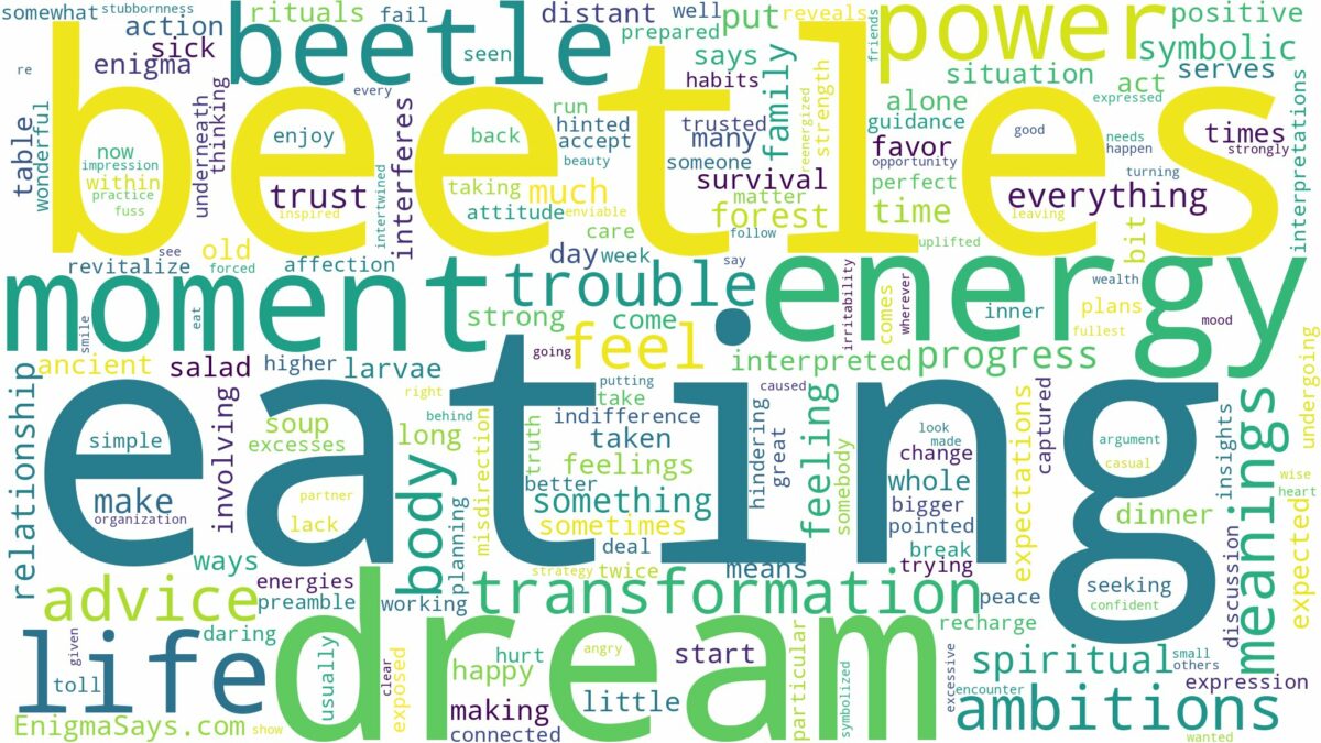 dream of eating beetles and related dreams with their meanings in a word cloud