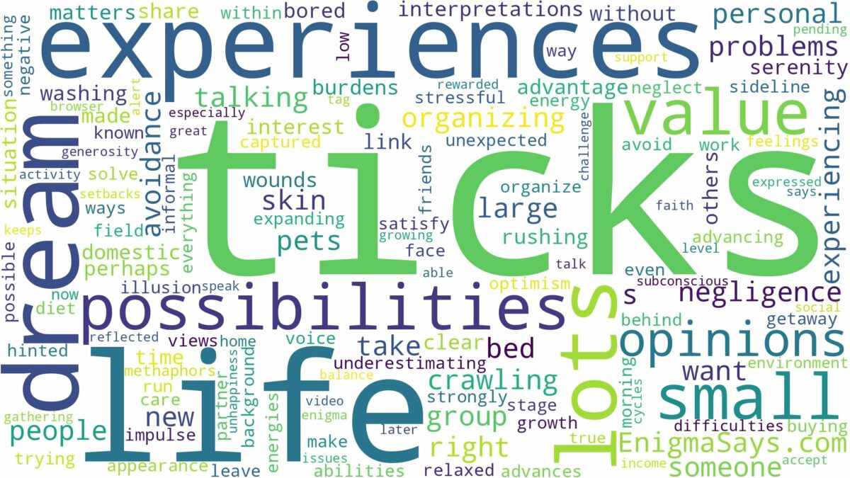 dreams about lots of ticks and related dreams with their meanings in a word cloud