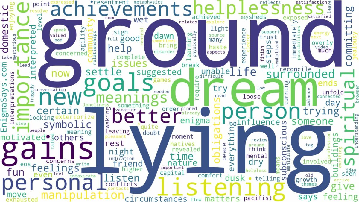 dream of lying on the ground and related dreams with their meanings in a word cloud