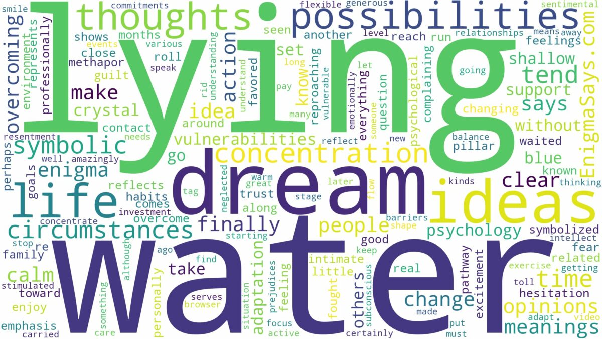 dream of lying on water and related dreams with their meanings in a word cloud