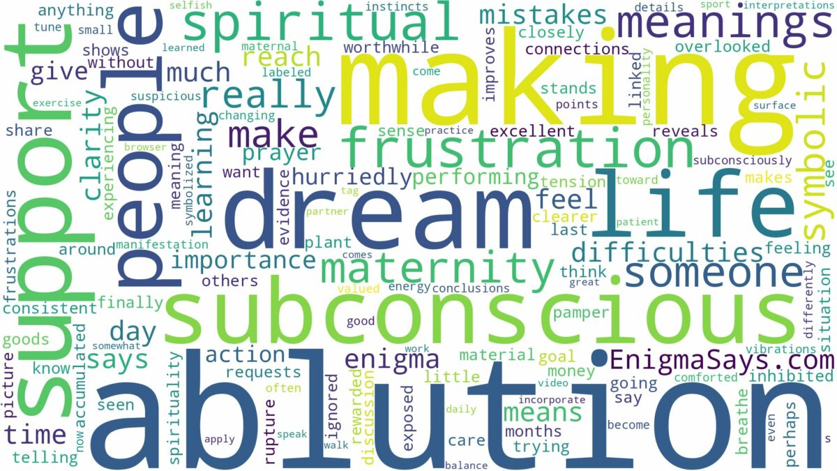 dream of making ablution and related dreams with their meanings in a word cloud