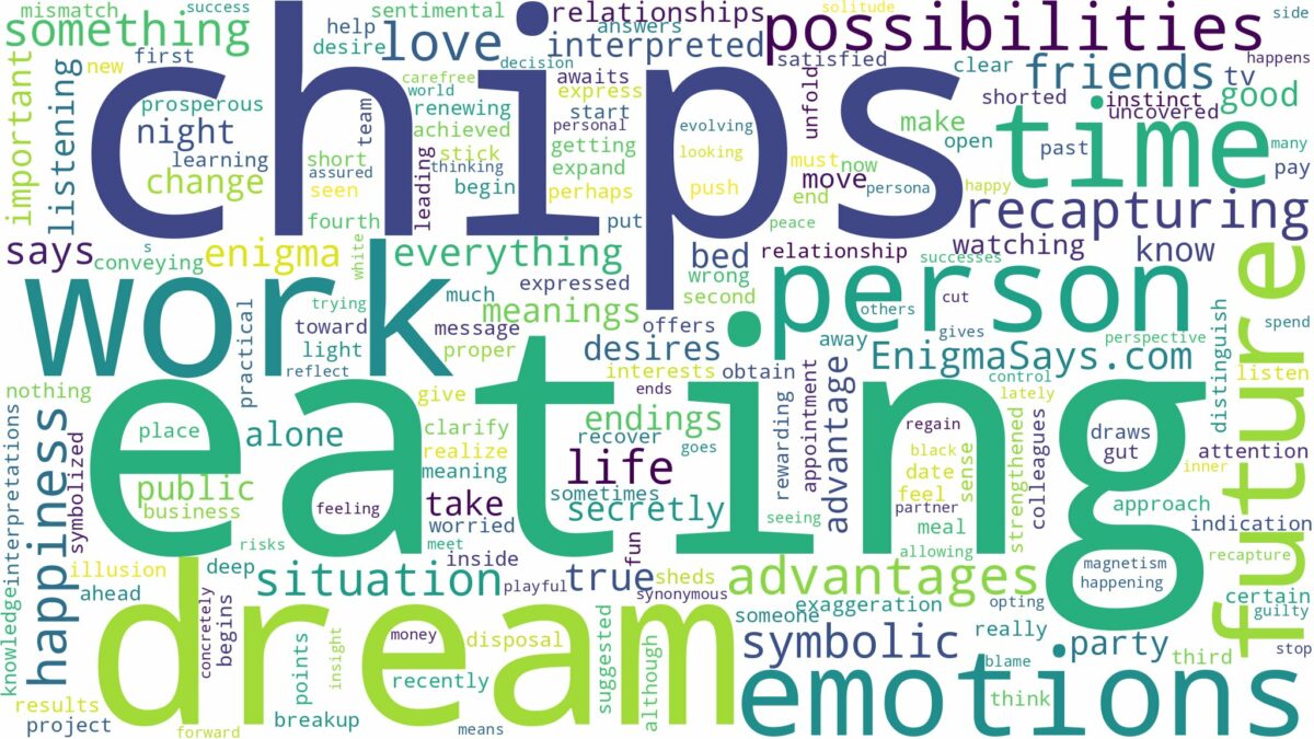 dream of eating chips and related dreams with their meanings in a word cloud