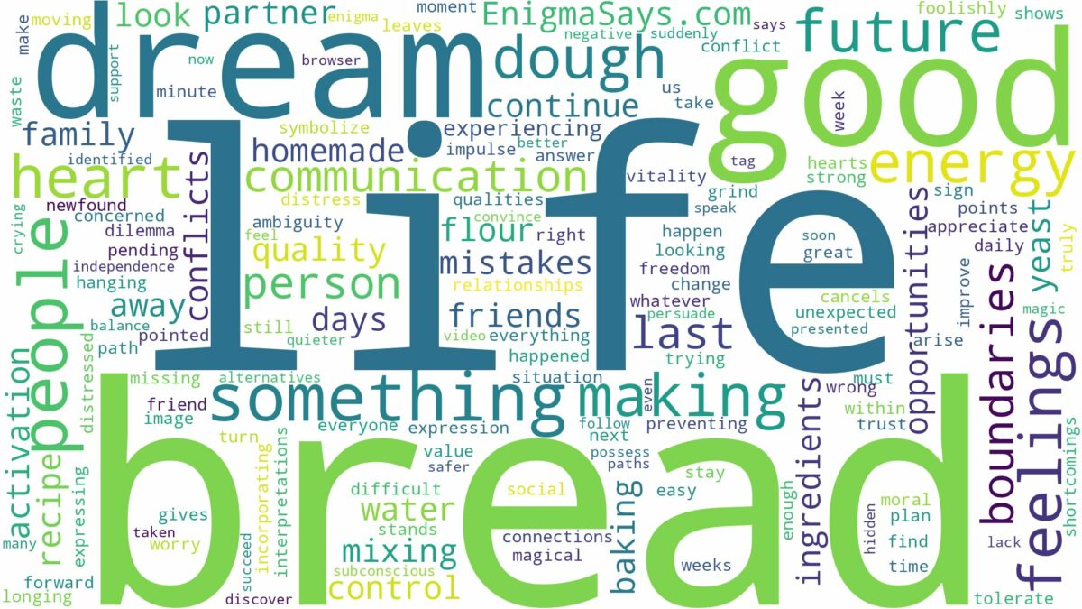 dreaming of making bread dough and related dreams with their meanings in a word cloud