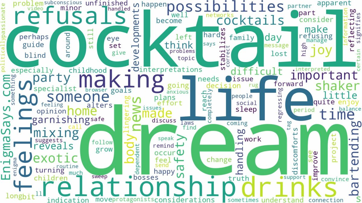 dream of making cocktail and related dreams with their meanings in a word cloud