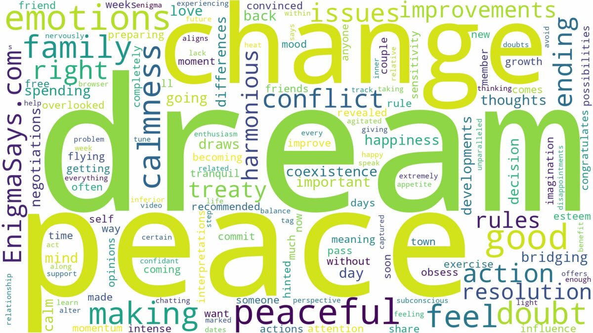 dream of making peace and related dreams with their meanings in a word cloud