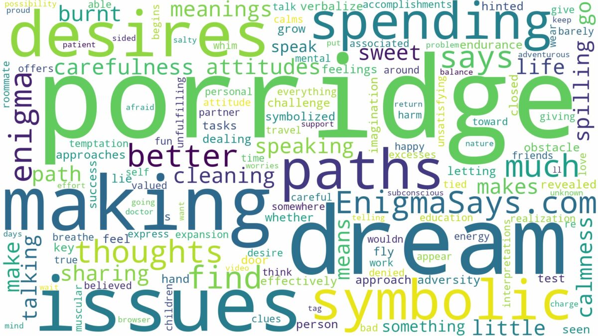 dream of making porridge and related dreams with their meanings in a word cloud