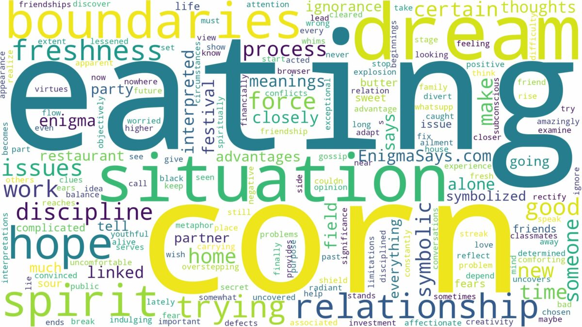 dream of eating corn and related dreams with their meanings in a word cloud