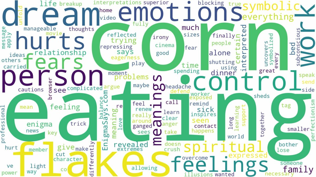 dreaming of eating corn flakes and related dreams with their meanings in a word cloud