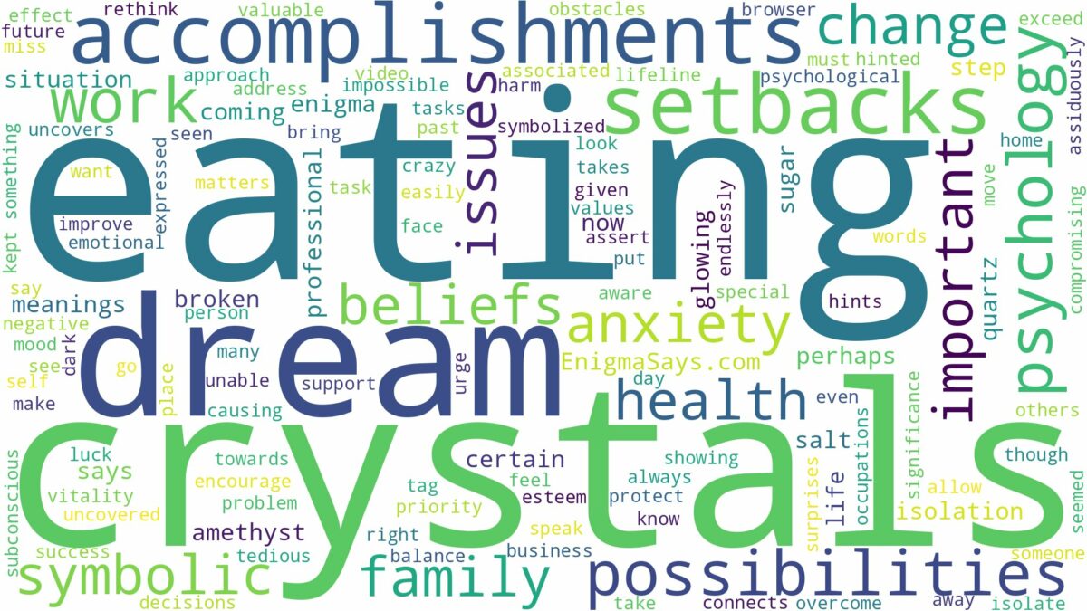 dream of eating crystals and related dreams with their meanings in a word cloud