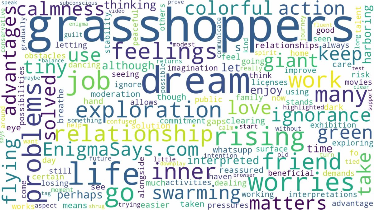 dream about many grasshoppers and related dreams with their meanings in a word cloud