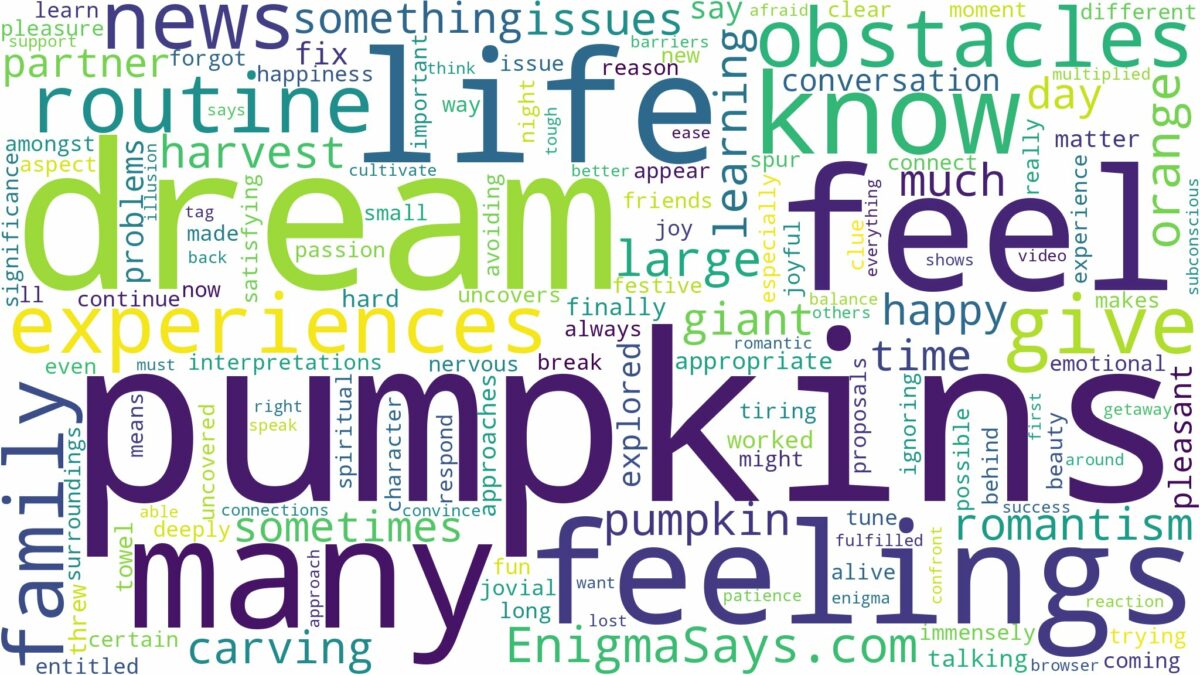 dream about many pumpkins and related dreams with their meanings in a word cloud