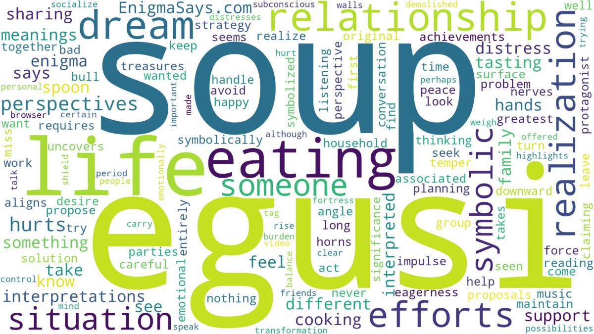 dreaming of eating egusi soup and related dreams with their meanings in a word cloud