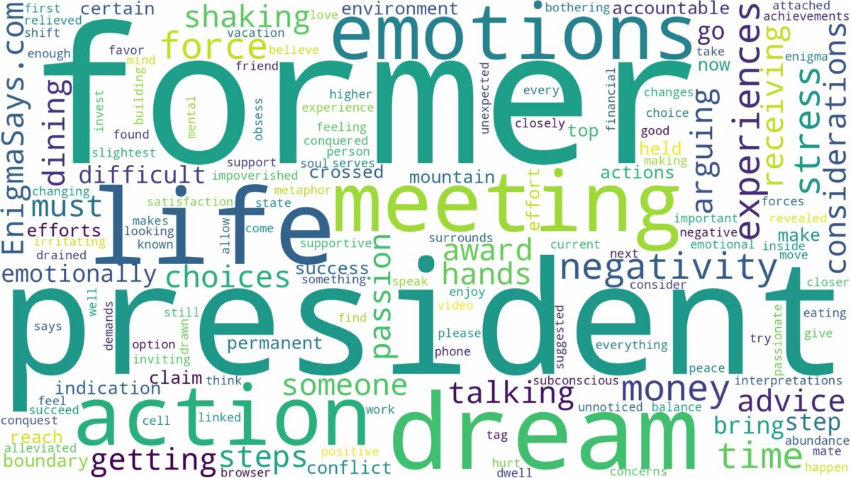 dreaming of meeting a former president and related dreams with their meanings in a word cloud