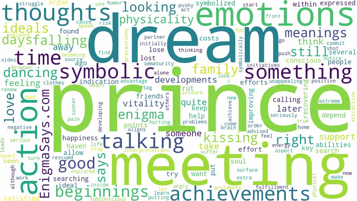 dream of meeting a prince and related dreams with their meanings in a word cloud