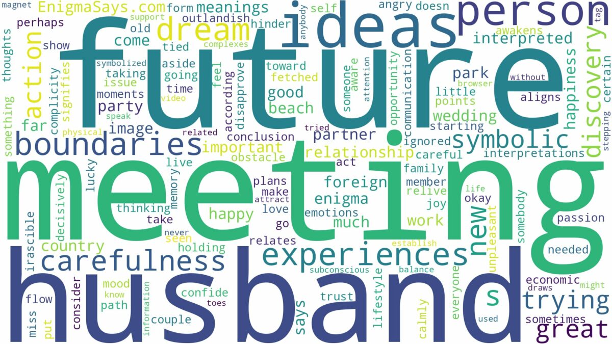 dreaming of meeting future husband and related dreams with their meanings in a word cloud