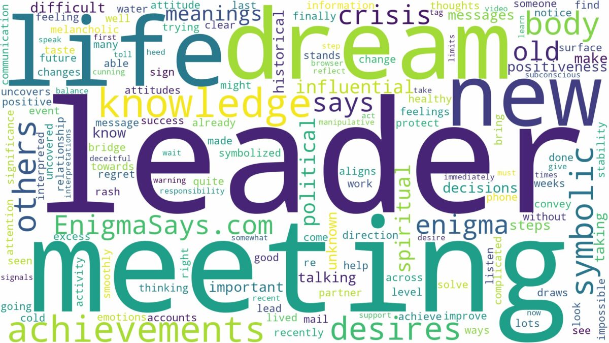 dream of meeting leader and related dreams with their meanings in a word cloud