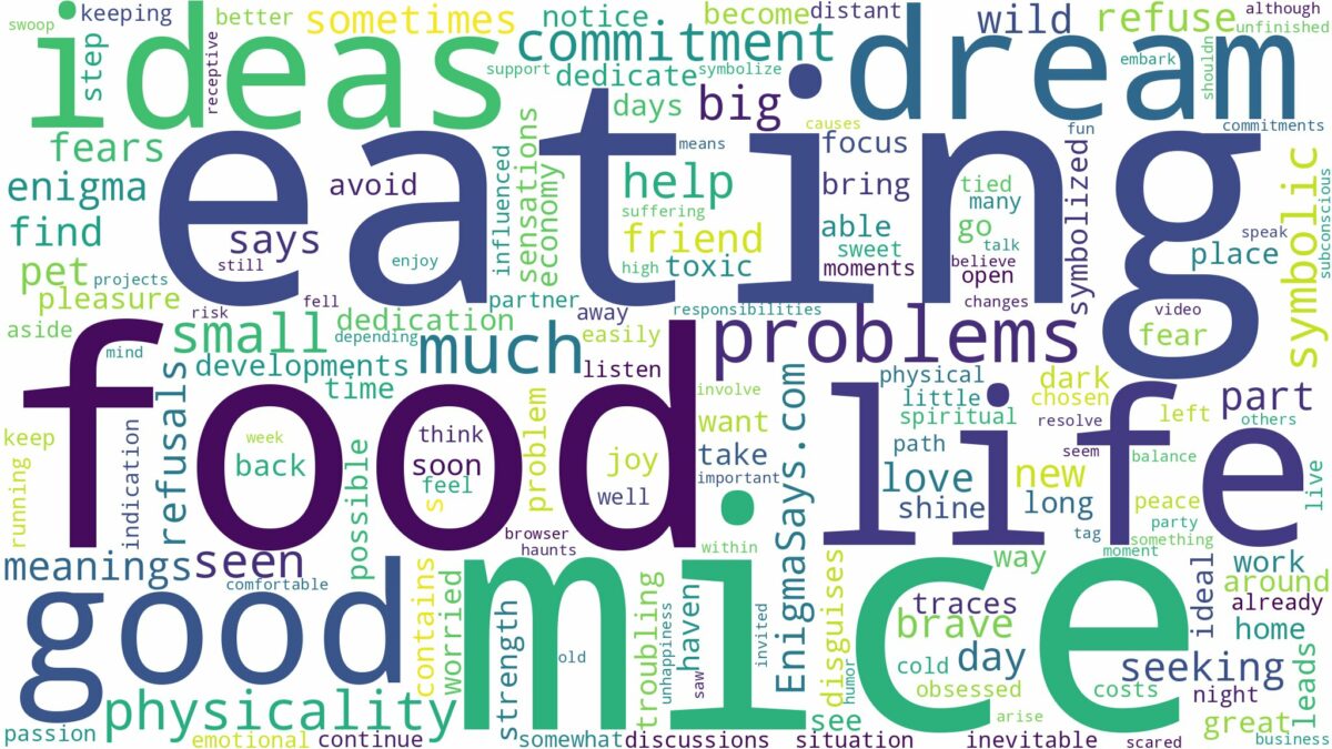 dreaming about mice eating food and related dreams with their meanings in a word cloud