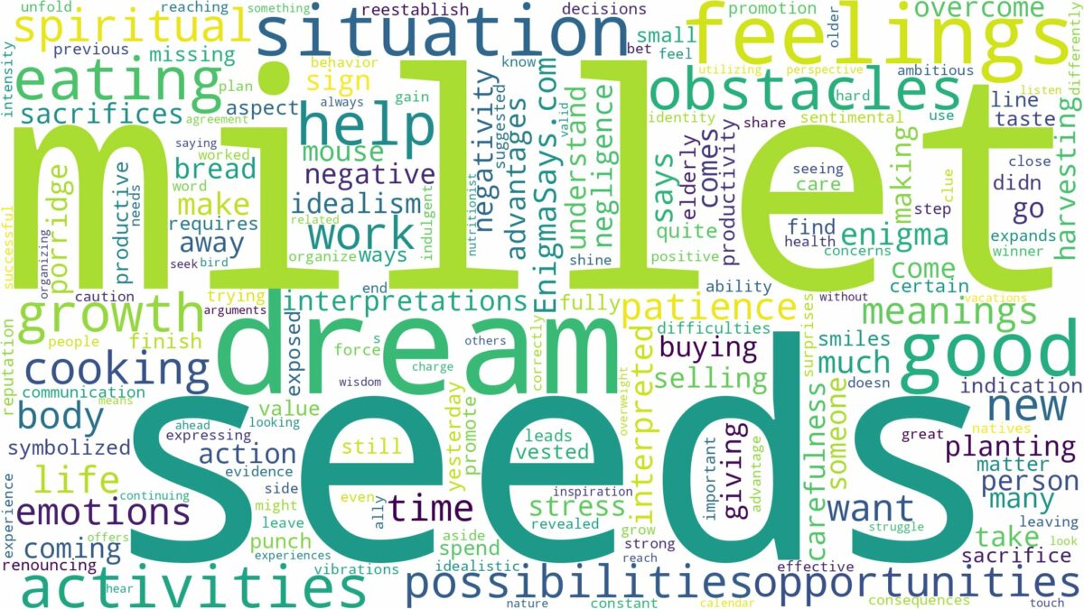 dream about millet seeds and related dreams with their meanings in a word cloud