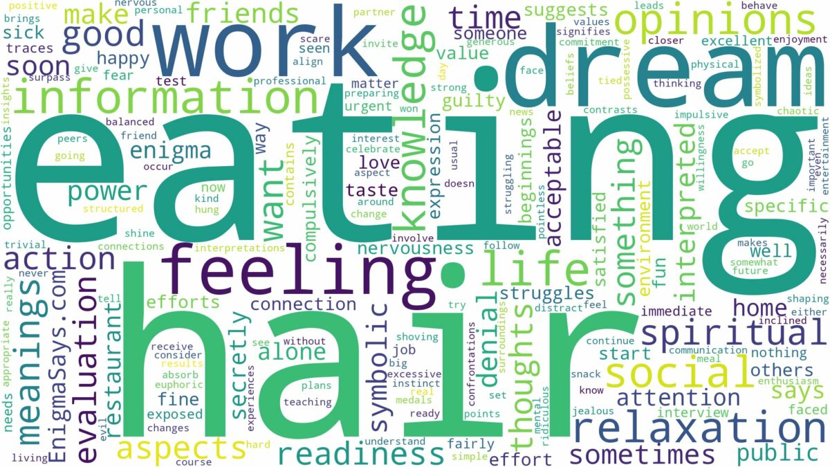 dream of eating hair and related dreams with their meanings in a word cloud