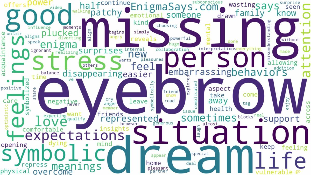 dream of missing eyebrow and related dreams with their meanings in a word cloud