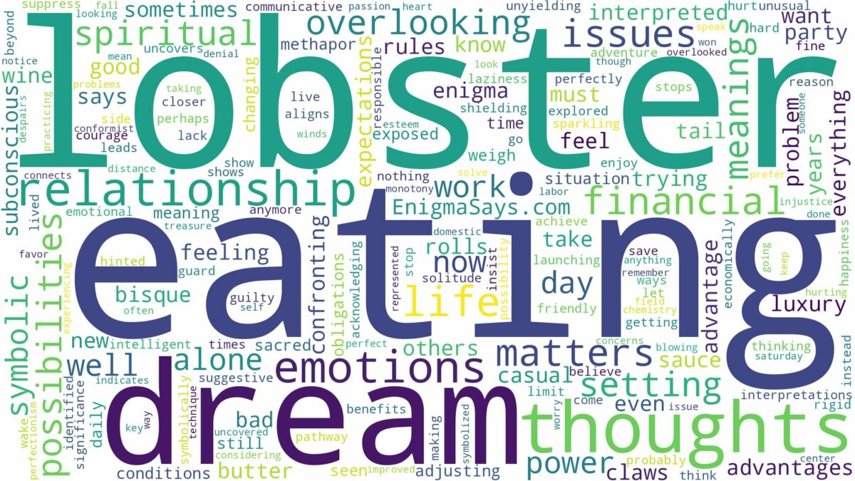 dream of eating lobster and related dreams with their meanings in a word cloud