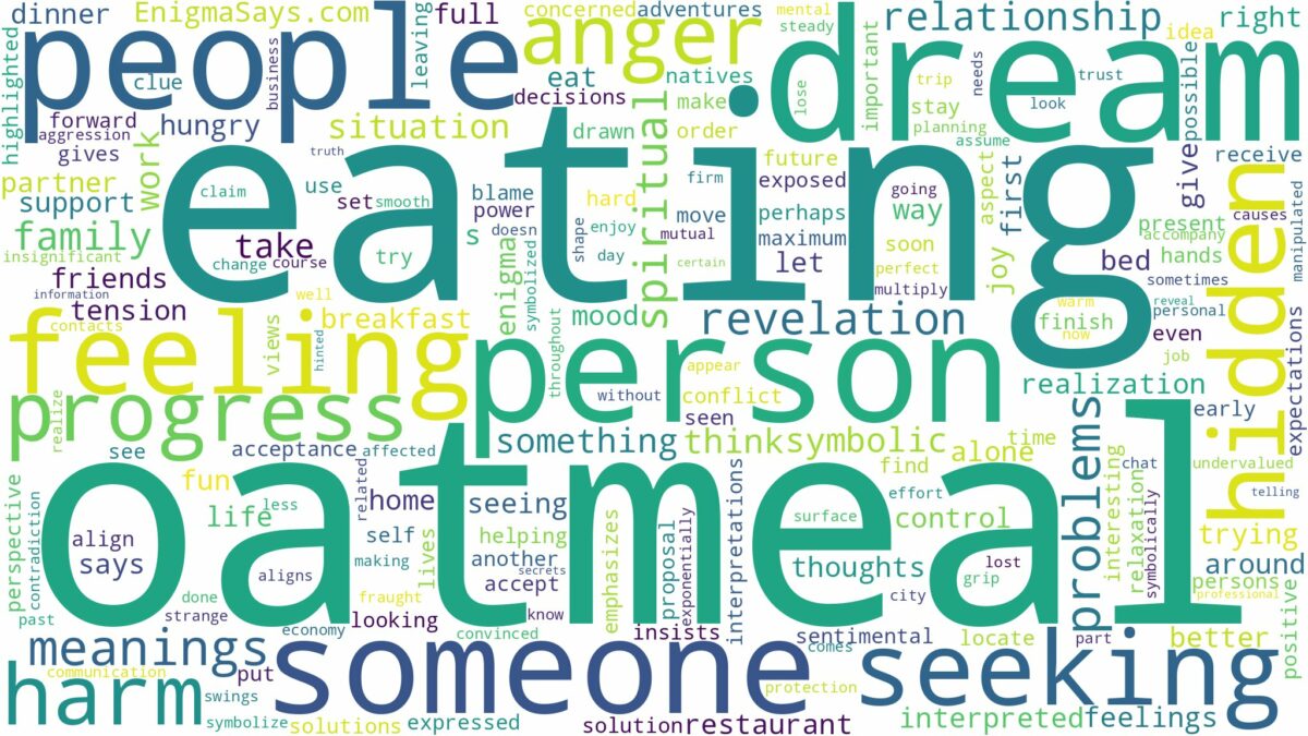 dream of eating oatmeal and related dreams with their meanings in a word cloud