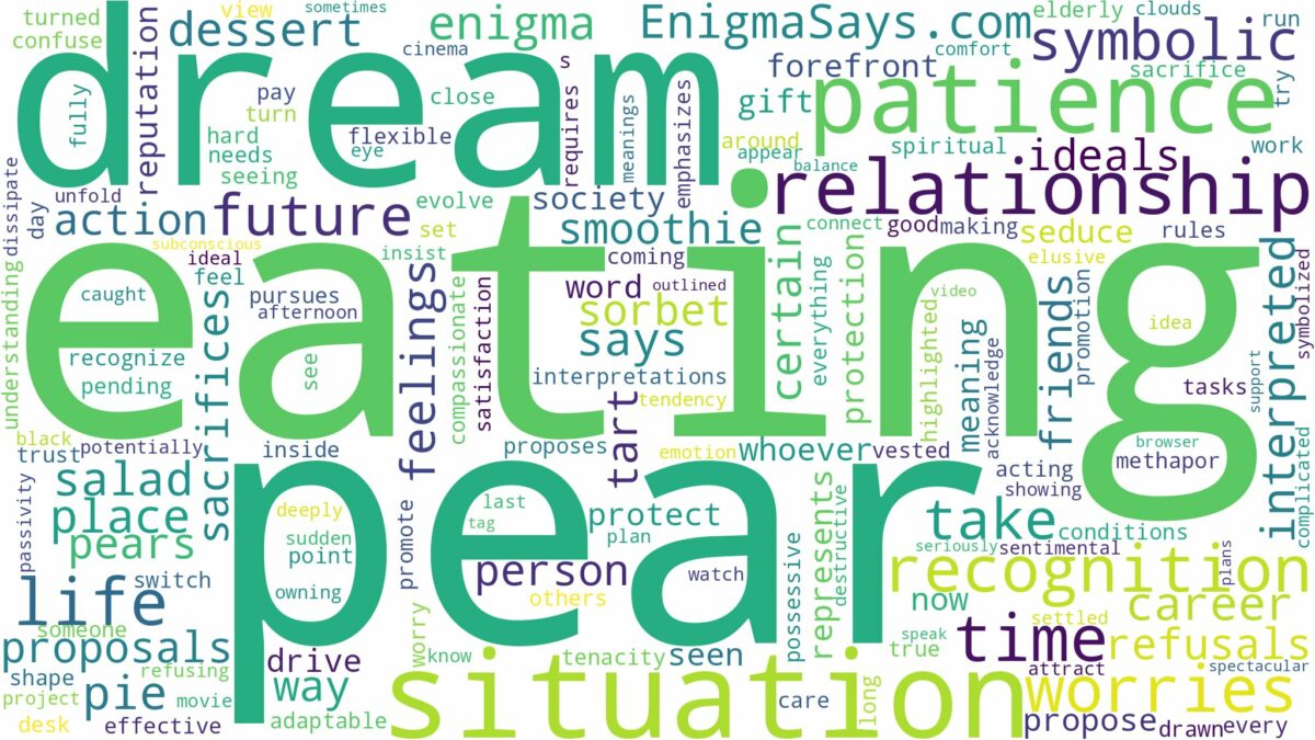 dream of eating pear and related dreams with their meanings in a word cloud