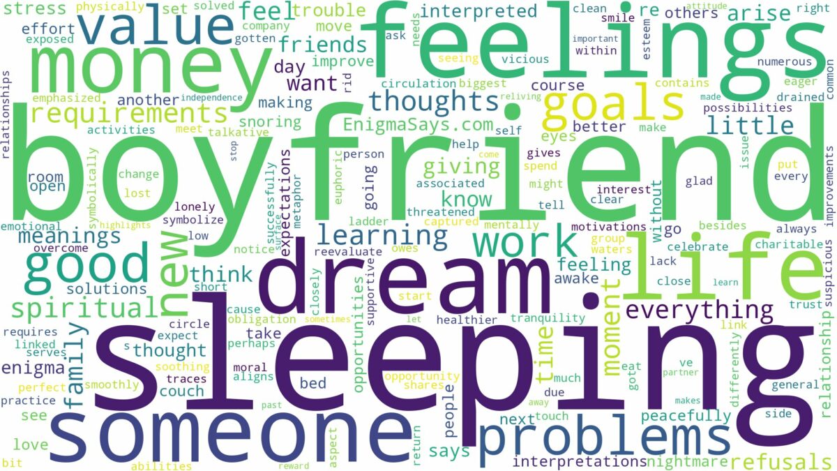 dreaming of your boyfriend sleeping and related dreams with their meanings in a word cloud