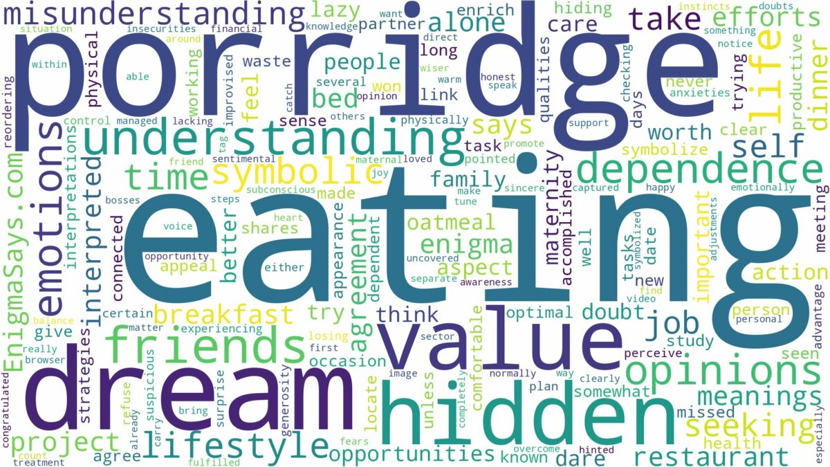 dream of eating porridge and related dreams with their meanings in a word cloud