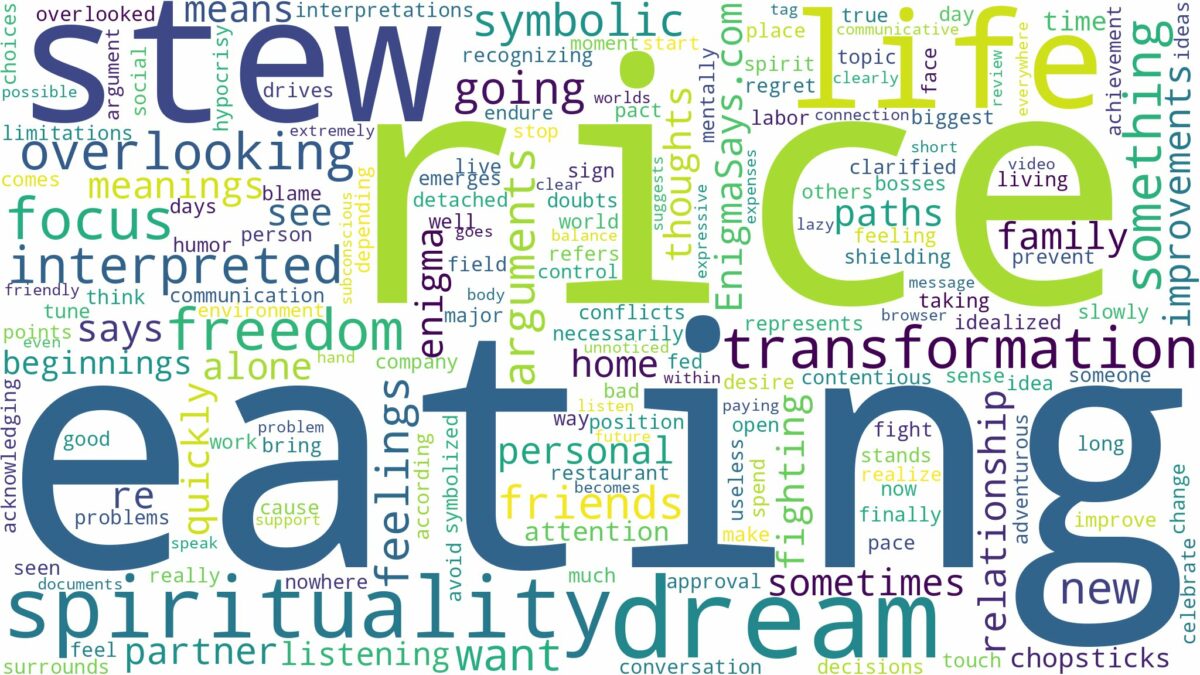 dreaming of eating rice and stew and related dreams with their meanings in a word cloud