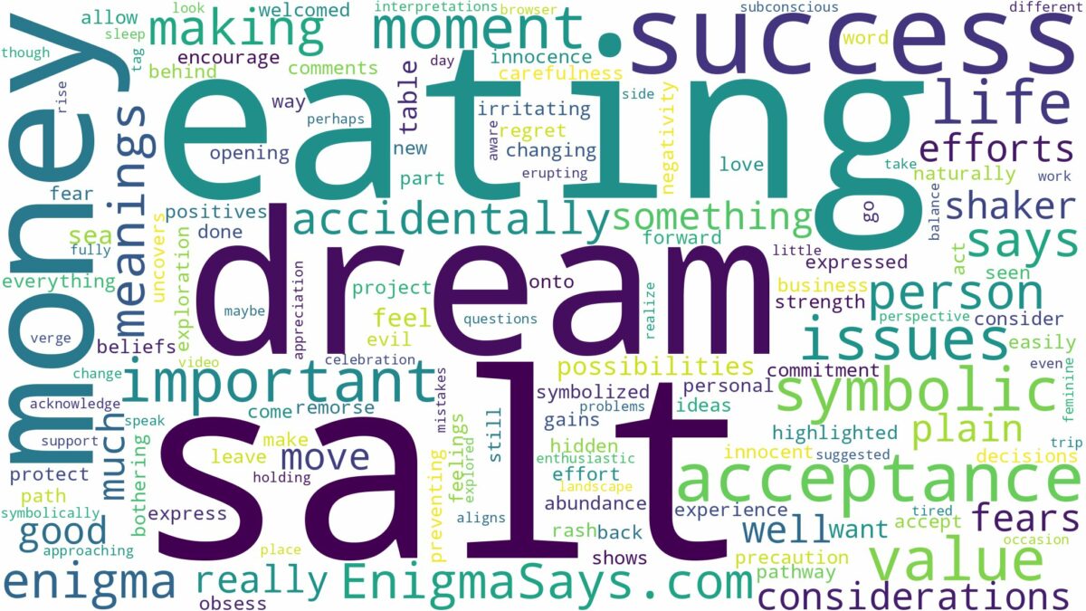 dream of eating salt and related dreams with their meanings in a word cloud