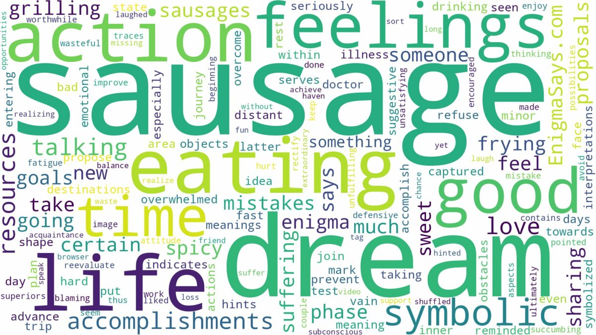 dream of eating sausage and related dreams with their meanings in a word cloud