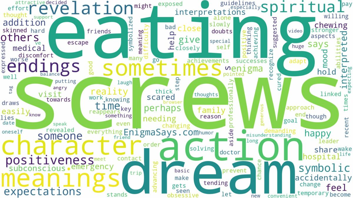 dream of eating screws and related dreams with their meanings in a word cloud