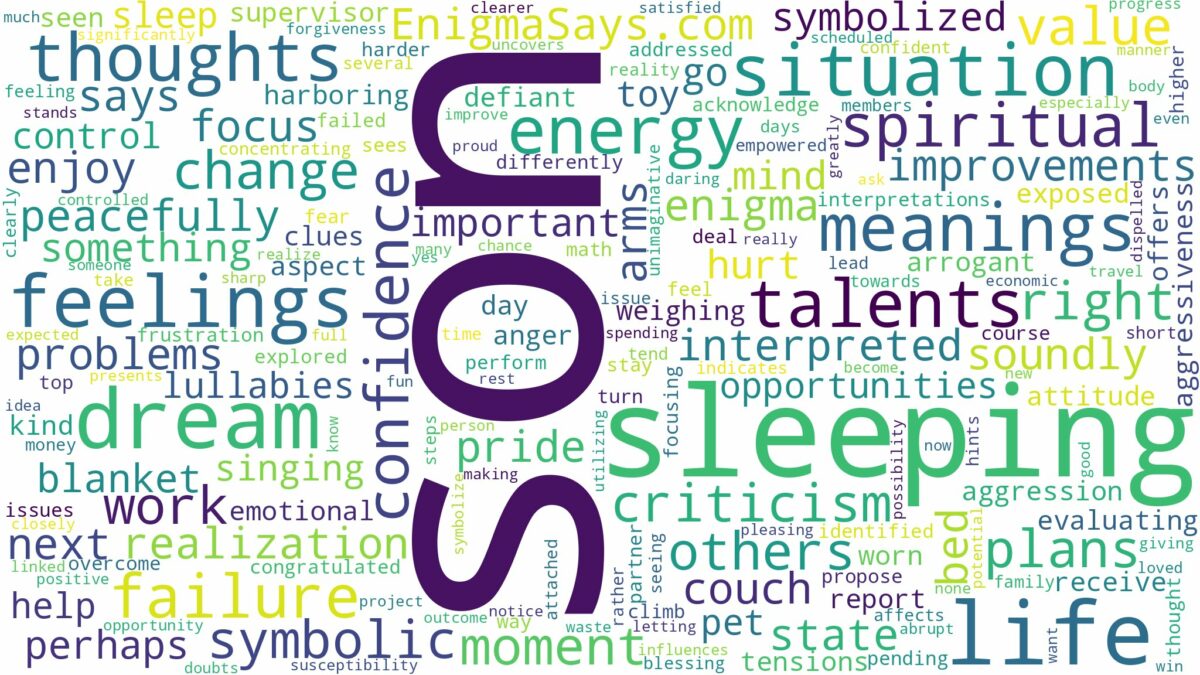 dreaming of your son sleeping and related dreams with their meanings in a word cloud