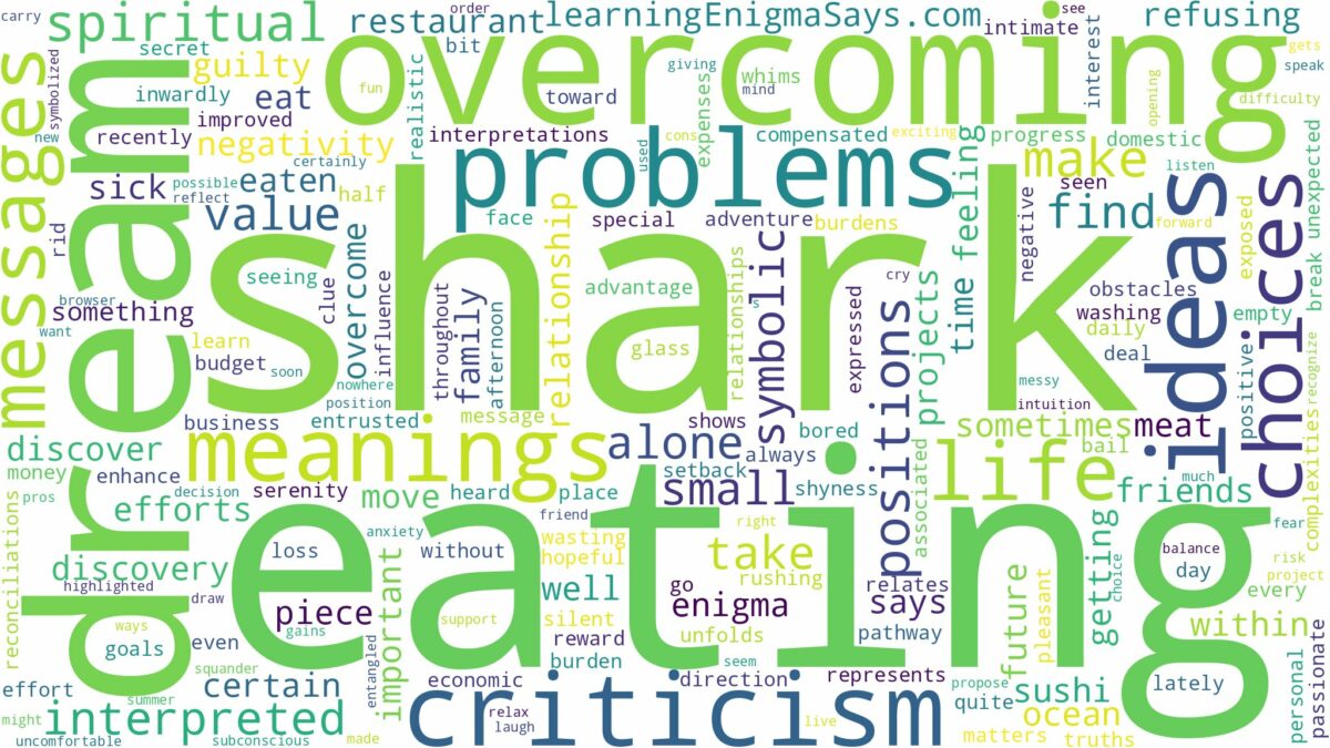 dream of eating shark and related dreams with their meanings in a word cloud