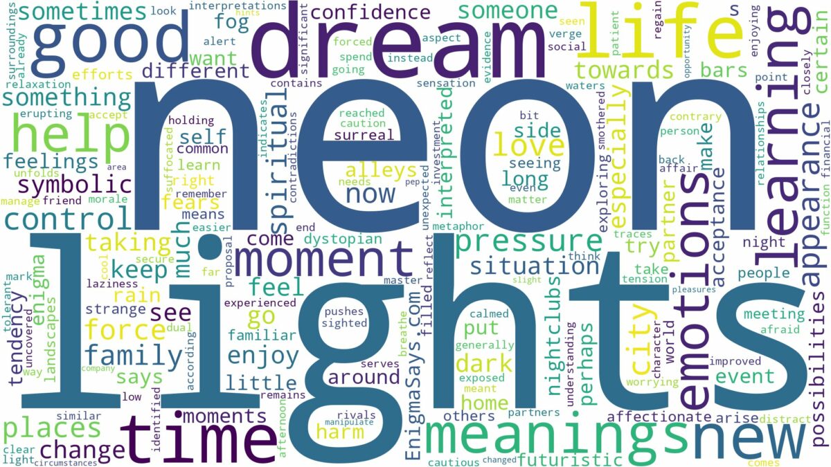 dream about neon lights and related dreams with their meanings in a word cloud