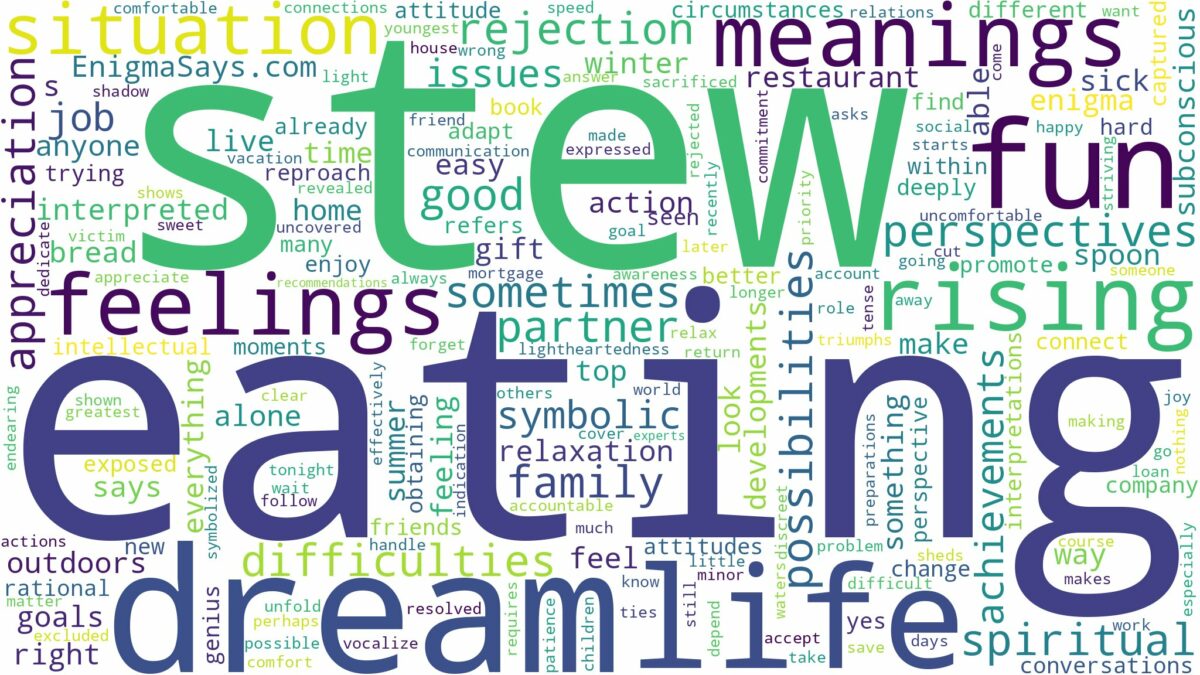 dream of eating stew and related dreams with their meanings in a word cloud