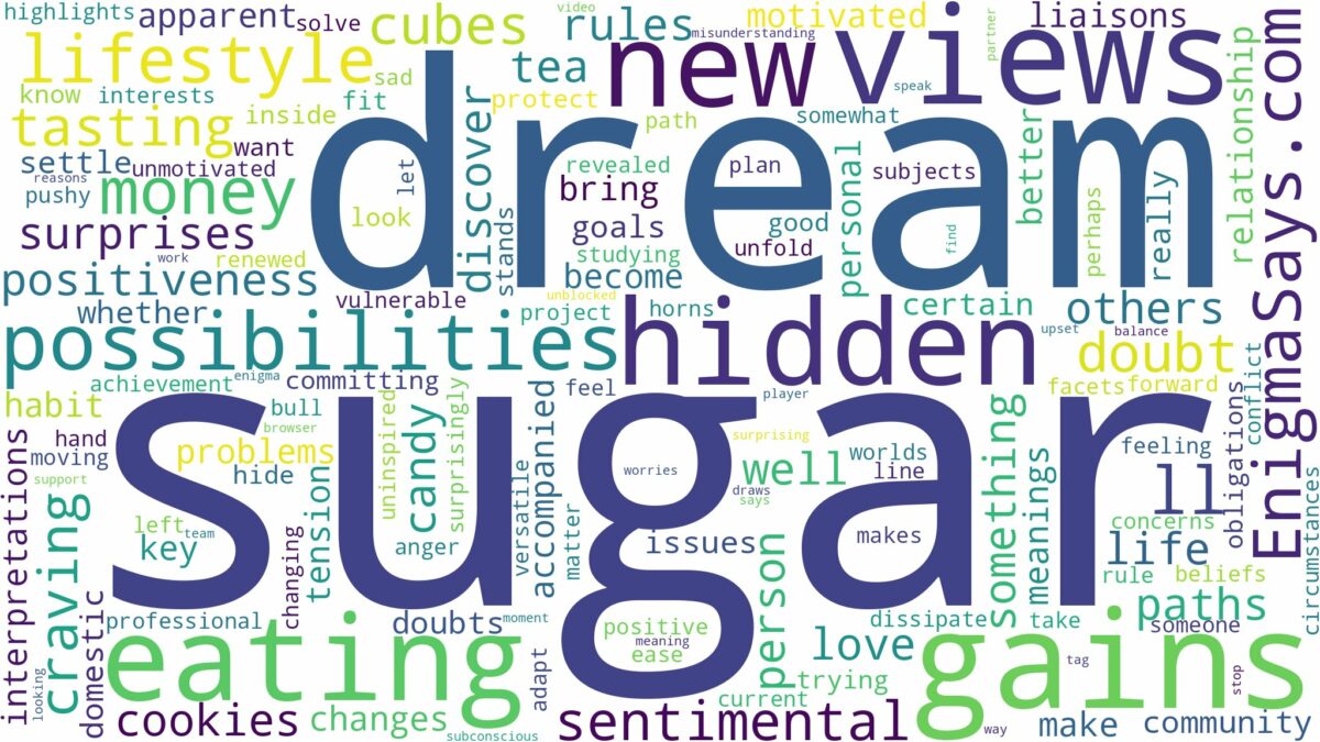 dream of eating sugar and related dreams with their meanings in a word cloud